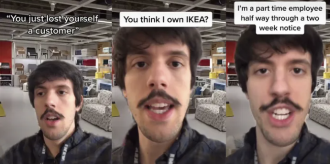Comedian Scott Seiss posts funny TiKTok videos of what it's like working in retail, specifically being an Ikea employee. 