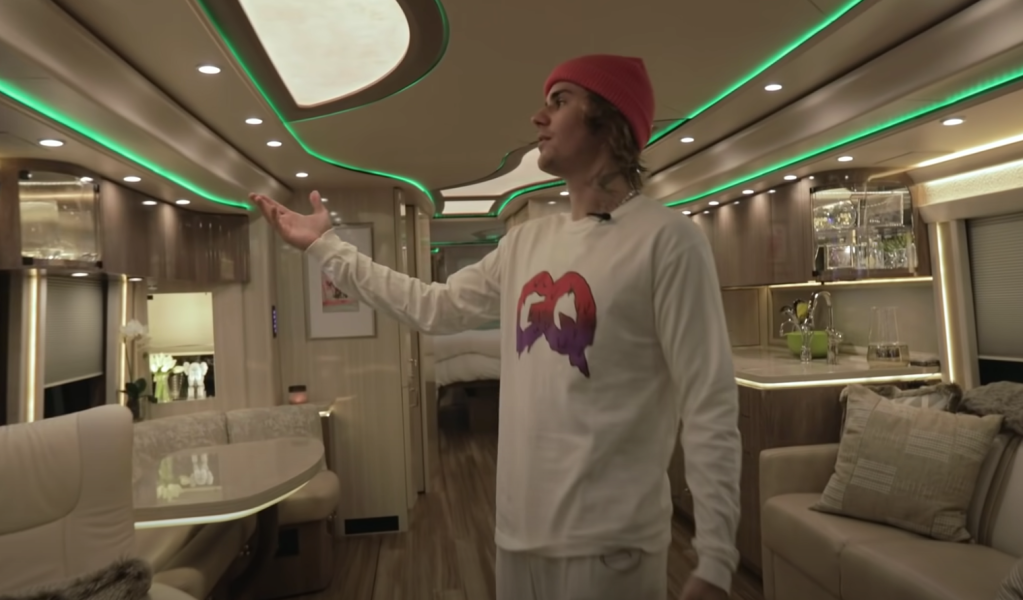 a tour inside of Justin Bieber's tour bus