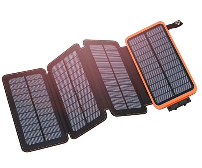 Hiluckey Outdoor Portable Power Bank with 4 Solar Panels