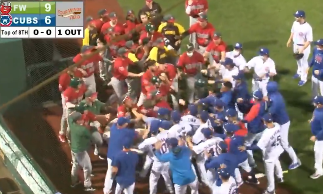 Baseball Fight Between Minor League Teams For The Cubs And Padres
