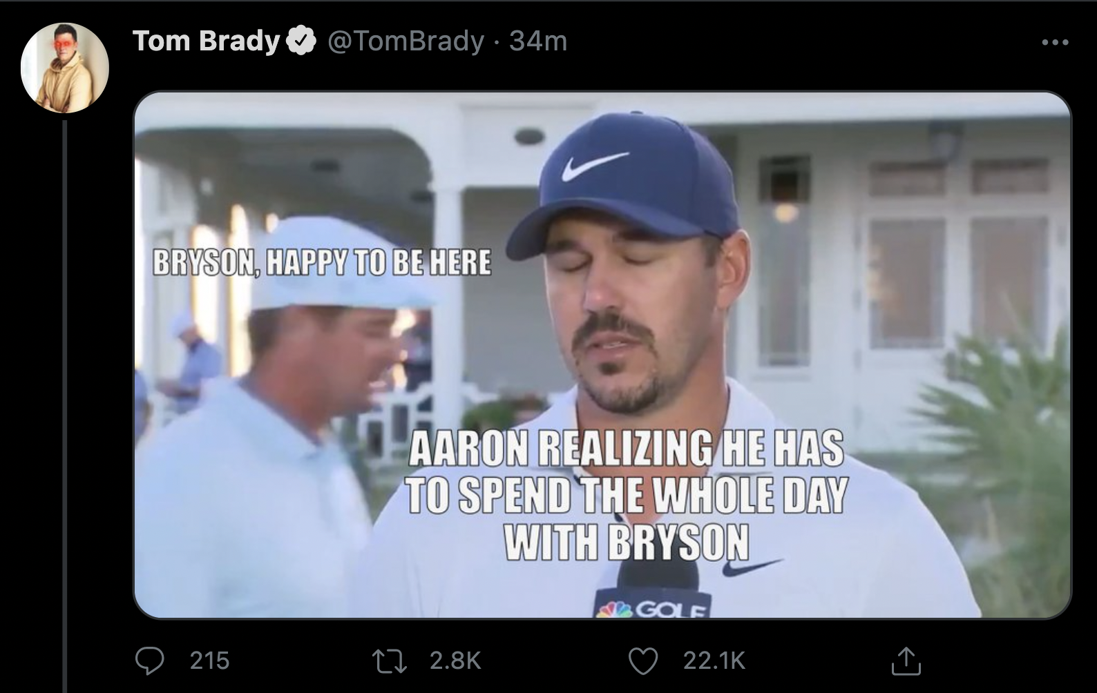 Tom Brady Uses The Brooks Koepka Meme To Shade Aaron Rodgers, Bryson