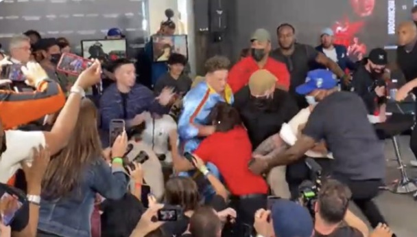 Bryce Hall Gets Manhandled By Austin Mcbroom During Heated Altercation At Press Conference Brobible