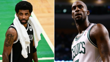 Kevin Garnett Reacts To Kyrie Irving Disrespectfully Stomping On Celtics’ Logo