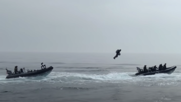 Royal Marine Goes Iron Man IRL And Uses A Futuristic Jet Suit To Board A Ship During A Military Exercise