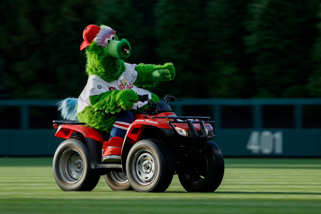 Gritty dances with the Phillie Phanatic at Citizens Bank Park 