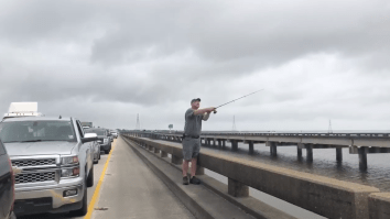 Louisiana Legend Kills Time During Brutal Five-Hour Traffic Jam By Grabbing His Fishing Rod And Casting A Line