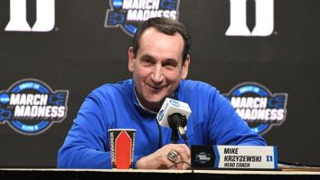 Coach K Walking Into His Retirement Presser To ‘Everytime We Touch’ Is The Cringiest Video Your Eyes Will Ever See