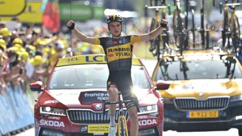 American Cyclist Ends 10-Year U.S. Tour De France Drought, Celebrates In Epic Fashion By Throwing Glasses