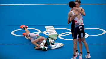 Norwegian Triathlete Celebrates Gold Medal Win By Puking All Over The Finish Line At The Olympics