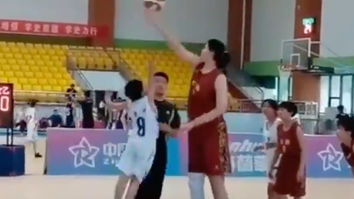 China’s Newest Basketball Sensation Is A 7’4″ 14-Year-Old Girl And Her Highlight Reel Is Comedy Gold