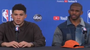 Things Get Awkward When Reporter Asks Suns’ Devin Booker Question About Chris Paul’s Poor Play With Paul Sitting Right Next To Him