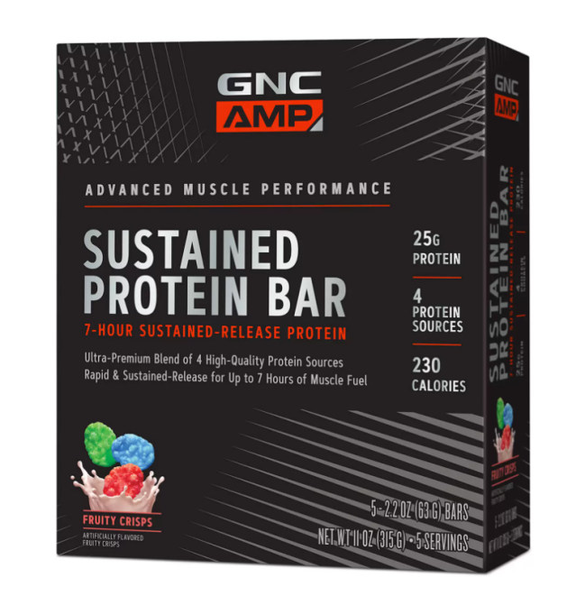 GNC AMP Sustained Protein Bars Buy One, Get One 50 Off