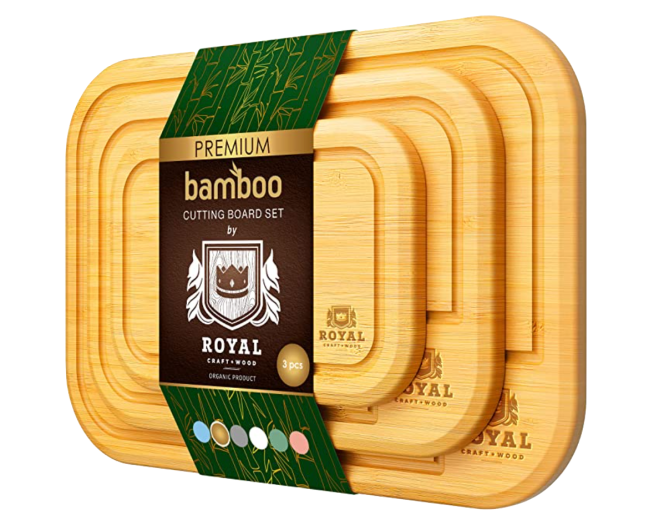 Bamboo Cutting Board Set with Juice Groove