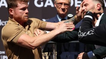 Canelo Alvarez Cut Caleb Plant’s Face With Punch During Heated Press Conference Altercation