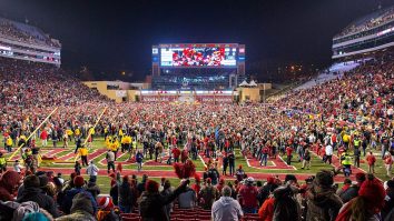 Arkansas’ AD Was Mic’d Up While Fans Rushed The Field After Beating Texas And It’s Epic