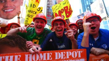 This College Gameday Hard Hat Stack Is The Most Exhilarating Thing You Will See Today