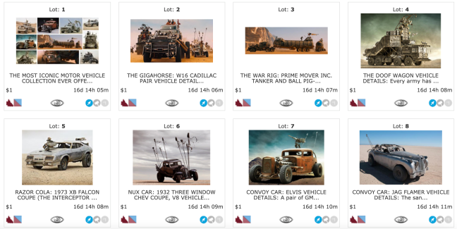 Mad Max Fury Road car auction