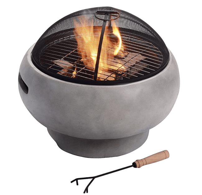 Peaktop Concrete Round Charcoal and Wood Burning Fire Pit