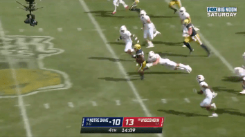 WATCH: Notre Dame Scores On A 96-Yard Kick Return AND GUS JOHNSON GOES BANANAS