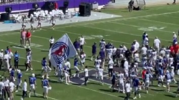 Brawl Nearly Breaks Out After SMU Tried To Disrespectfully Plant Their Flag At Midfield Near TCU Players