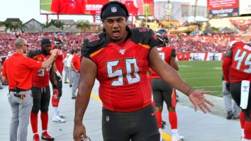 LOOK: Vita Vea Struggling To Get His Jersey Off For A Postgame Swap Is Absolutely Hysterical