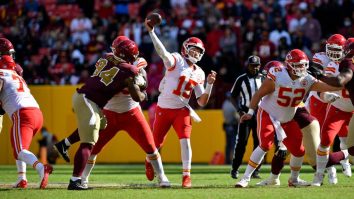 WATCH: Aerial Video Of Patrick Mahomes Making RIDICULOUS Cross-Body Throw Goes Viral