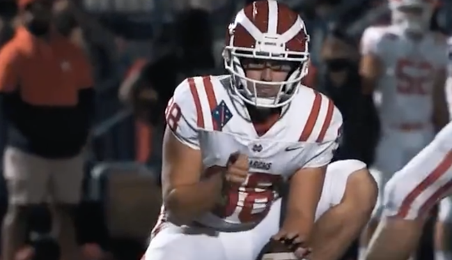 Ryan DiDodo Mater Dei Football Punter Field Goal Hold Point At Camera