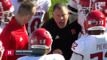 Rutgers Coach Greg Schiano Bizarrely Disappears From Team Huddle In Mystifying Viral Video
