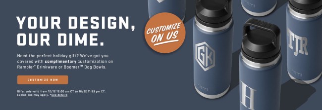 Get Free Text And Monograms On Yeti Products From Now Until Friday