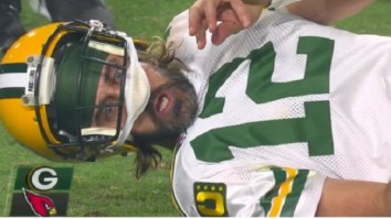 Aaron Rodgers’ Face After Taking Big Hit On TD Pass Vs Cardinals Becomes An Instant Meme