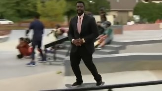 World’s Coolest Reporter Shreds On A Skateboard In A Suit And Tie While Delivering Lines During A Live Segment