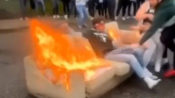 MSU Fan Gets Set On Fire After Sitting On Burning Couch While Celebrating Win Vs Michigan