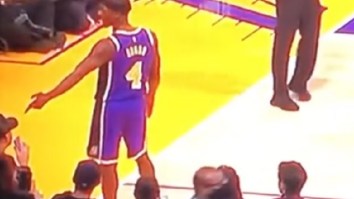 Lakers’ Rajon Rondo Points Finger Gun At Fan’s Head Sitting Courtside