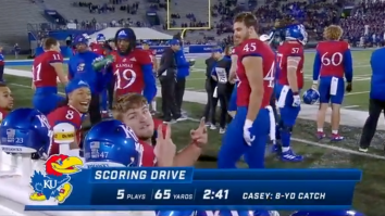 Kansas Walk-On Who Beat Texas In OT Hilariously Plugs Applebee’s On Live TV After Touchdown (Video)