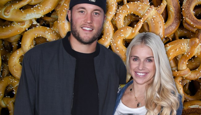 Matt Stafford wife Kelly throws pretzel at 49ers fan