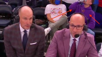 College Basketball Fan Vomits All Over Himself On National TV After Chugging Beer (Video)