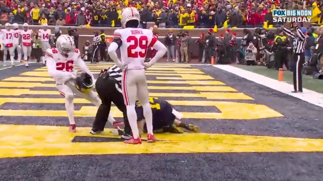 Ohio State Michigan Fight Scuffle Helmet Ripped Off Cameron Brown Unsportsmanlike Conduct
