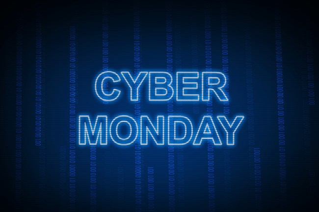 Cyber Monday text with a blue background. Cyber Monday concept