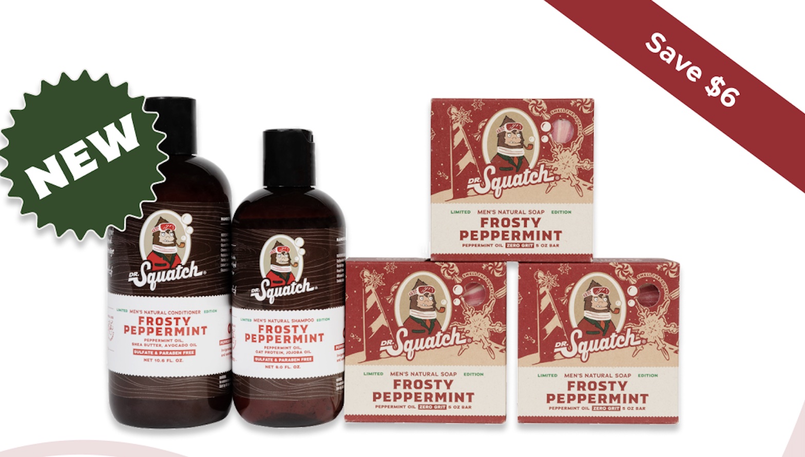 Dr. Squatch Frosty Peppermint Shampoo + Conditioner Limited Edition RARE!!!