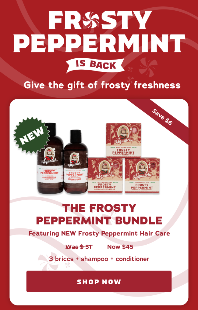 DR. SQUATCH Holiday Frosty Peppermint Bar Soap - 5oz
