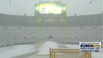 Lambeau Field Is Completely Covered In Snow Before Packers-Seahawks Game
