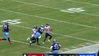 Titans QB Ryan Tannehill Gets Destroyed While Trying To Make Tackle After Interception
