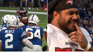 Slow Motion Video Shows Vita Vea’s Tooth Flying Out Of His Mouth After Big Hit During Bucs-Colts Game