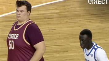 7-Foot, 360-Pound College Hooper Drops Dime After Rolling Ankle In Greatest Basketball Sequence Ever