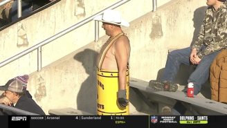 Shirtless Wyoming Fan Goes Viral For Unique Outfit At Idaho Potato Bowl, Is The Peak Male Form