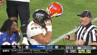 Hilarious Recovery Effort Unfolds After Florida-UCF Get Helmets Stuck Together In Bowl Game