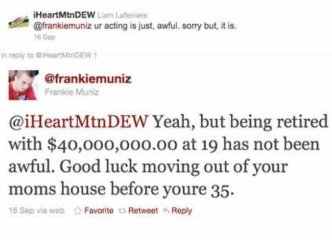 Frankie Muniz retirement tweet