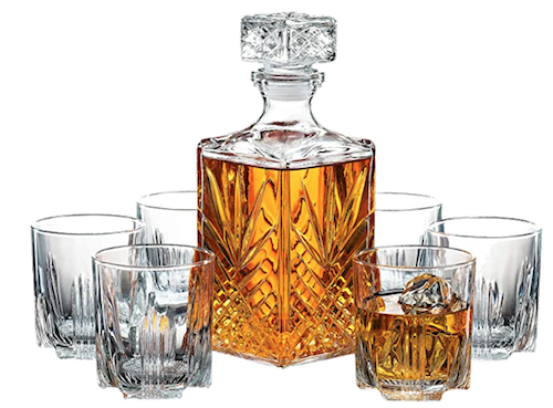 Italian Crafted Glass Decanter & Whisky Glasses Set