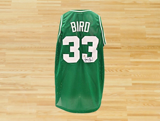 Larry Bird Boston Celtics Autographed Custom Green Jersey - best nba memorabilia under $250