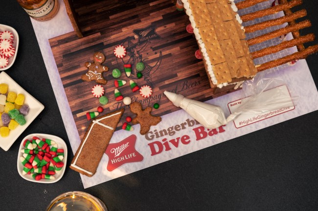 Miller High Life gingerbread dive bar kit box